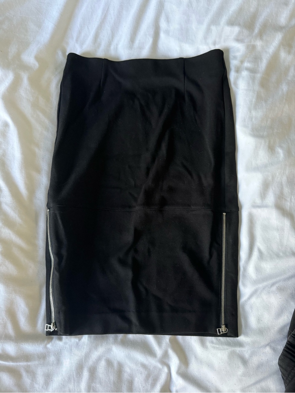 Wilfred Black Pencil Skirt with Dual Silver Zippers